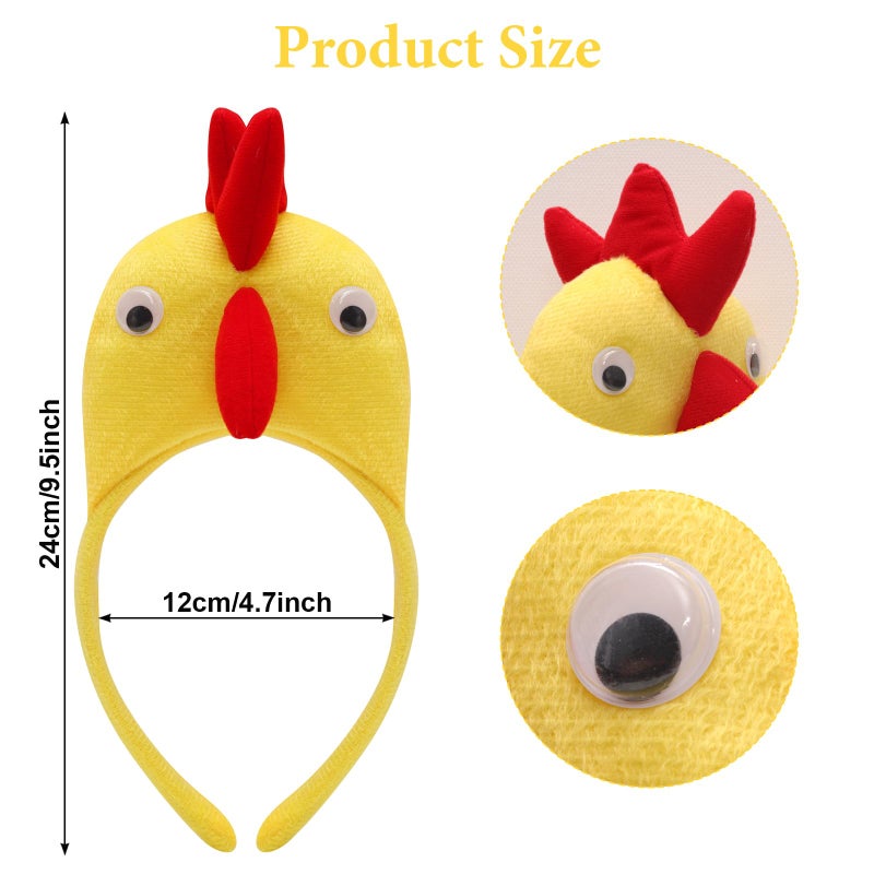 Fumwase 4 Pieces Chicken Animal Costume Chick Headband Bowtie Tail Tutus Set for Halloween Dress Up Cosplay Party (Yellow) - Image 2